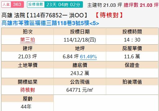 高雄苓雅公寓拍賣-2