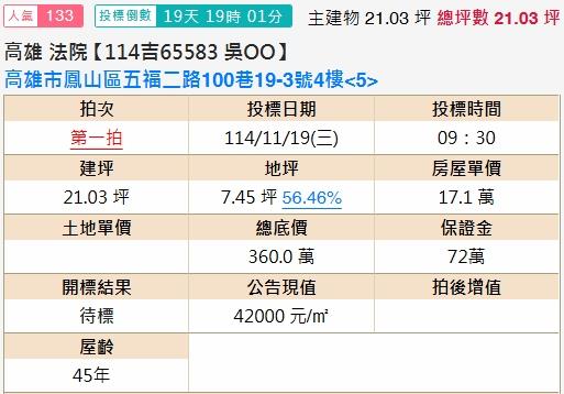 鳳山公寓法拍-2